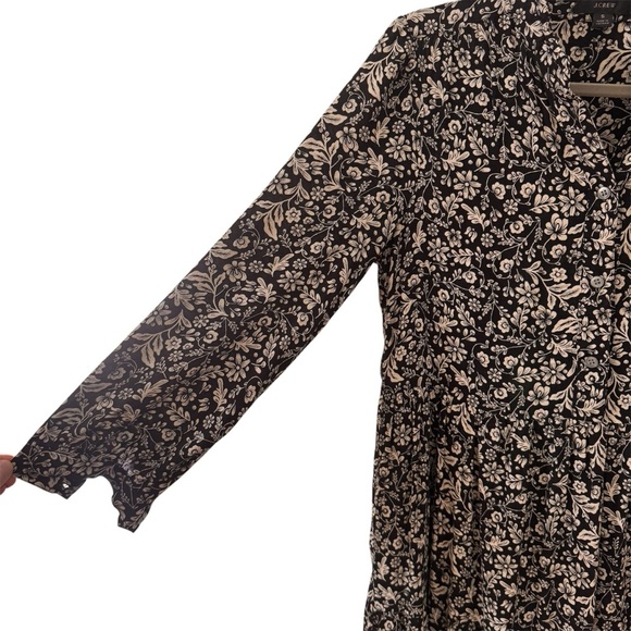 J. Crew Black and White Floral Print Peasant Dress Size S - Picture 4 of 8